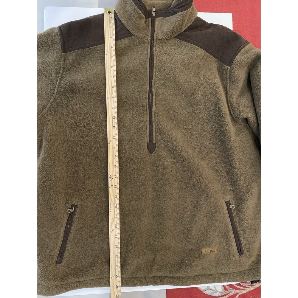 LL Bean Fleece Pullover Womens Large Brown Half Zip Lined Made in USA 1354764 - Picture 7 of 8
